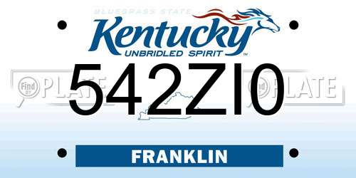542ZI0 Kentucky License Plate