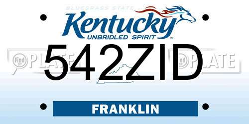 542ZID Kentucky License Plate