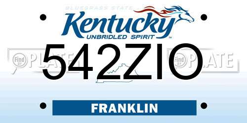 542ZIO Kentucky License Plate