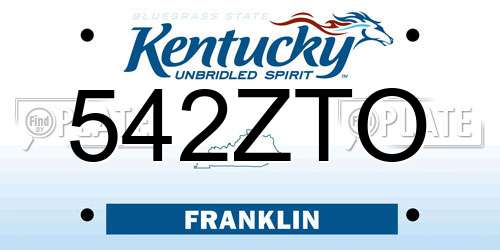 542ZTO Kentucky License Plate