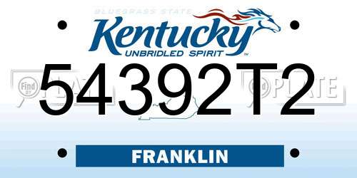 54392T2 Kentucky License Plate