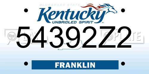 54392Z2 Kentucky License Plate