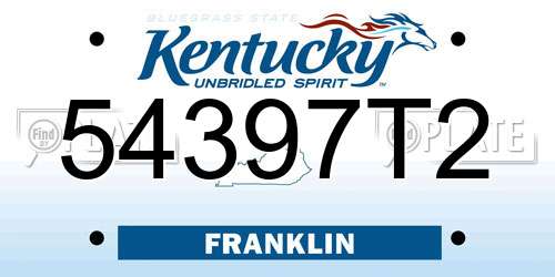 54397T2 Kentucky License Plate
