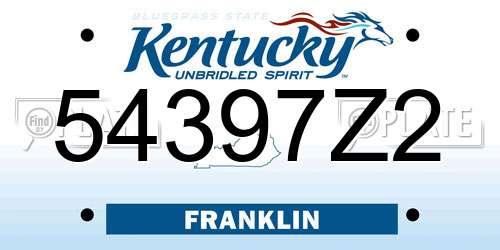 54397Z2 Kentucky License Plate
