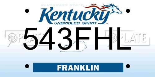 543FHL Kentucky License Plate