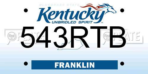 543RTB Kentucky License Plate