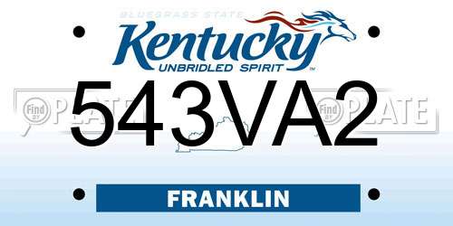 543VA2 Kentucky License Plate