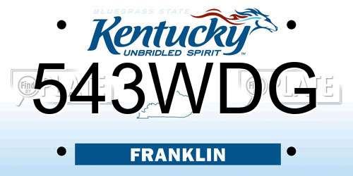 543WDG Kentucky License Plate