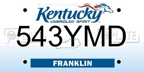 543YMD Kentucky License Plate