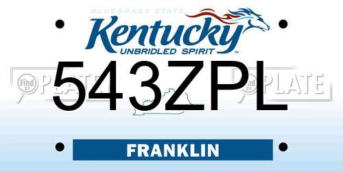 543ZPL Kentucky License Plate