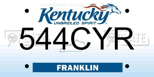 544CYR Kentucky License Plate