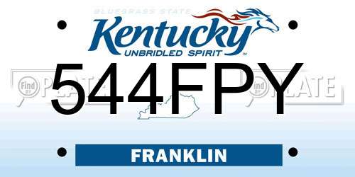 544FPY Kentucky License Plate