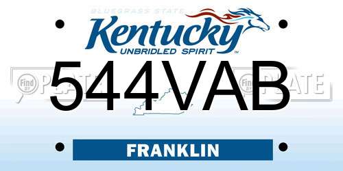 544VAB Kentucky License Plate