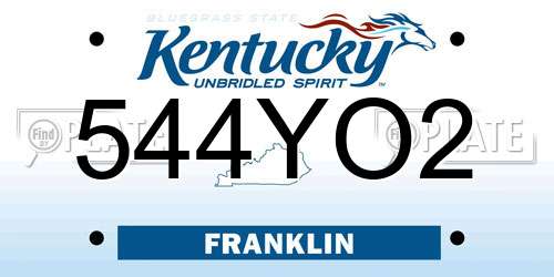 544YO2 Kentucky License Plate