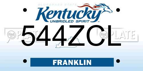 544ZCL Kentucky License Plate