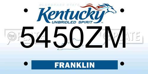 5450ZM Kentucky License Plate