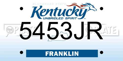 5453JR Kentucky License Plate