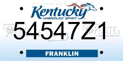 54547Z1 Kentucky License Plate