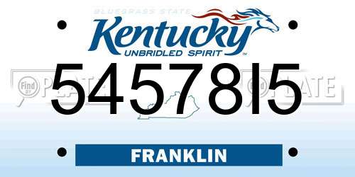 54578I5 Kentucky License Plate