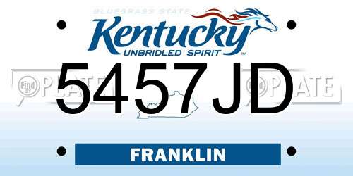 5457JD Kentucky License Plate