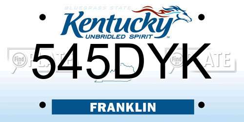 545DYK Kentucky License Plate