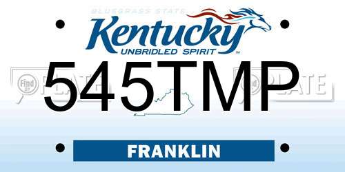 545TMP Kentucky License Plate