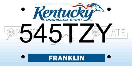545TZY Kentucky License Plate