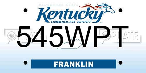 545WPT Kentucky License Plate
