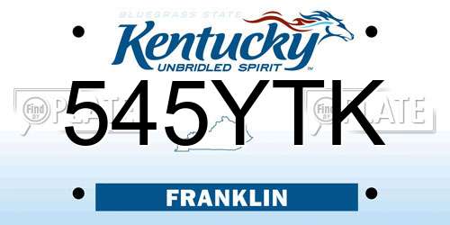 545YTK Kentucky License Plate