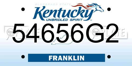 54656G2 Kentucky License Plate