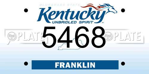 5468 Kentucky License Plate