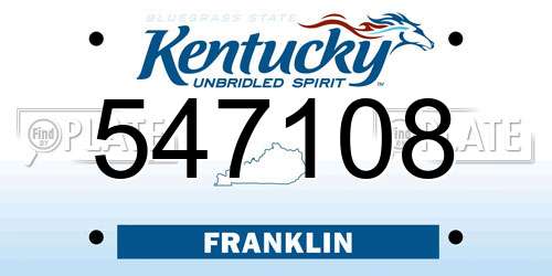 547108 Kentucky License Plate