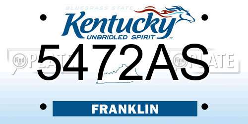5472AS Kentucky License Plate