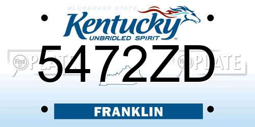 5472ZD Kentucky License Plate