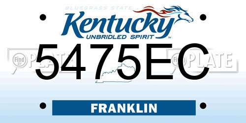 5475EC Kentucky License Plate