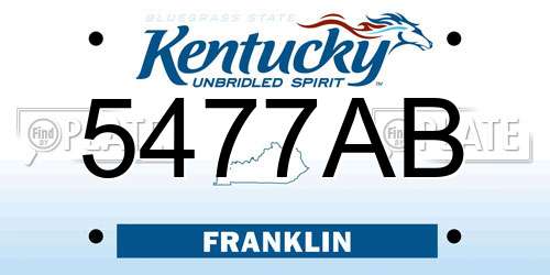 5477AB Kentucky License Plate