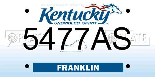 5477AS Kentucky License Plate