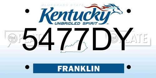 5477DY Kentucky License Plate