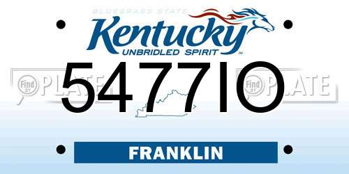 5477IO Kentucky License Plate