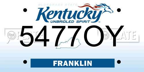 5477OY Kentucky License Plate