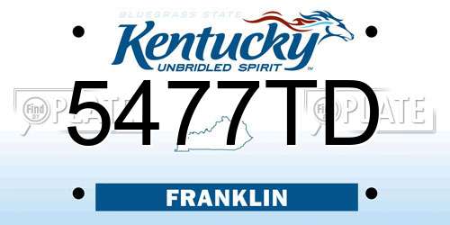 5477TD Kentucky License Plate