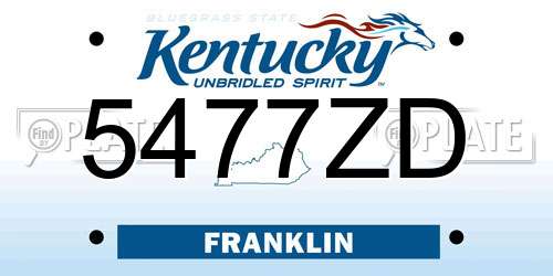 5477ZD Kentucky License Plate