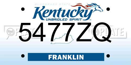 5477ZQ Kentucky License Plate