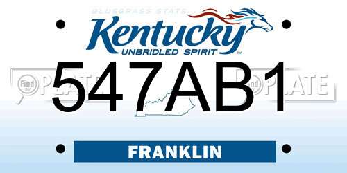 547AB1 Kentucky License Plate