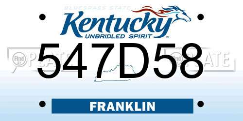 547D58 Kentucky License Plate