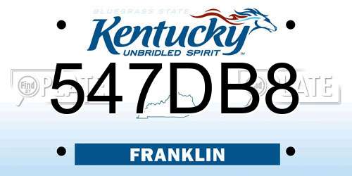 547DB8 Kentucky License Plate