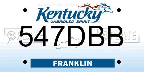 547DBB Kentucky License Plate
