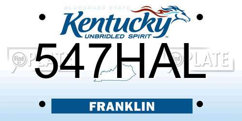 547HAL Kentucky License Plate