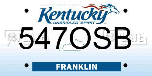 547OSB Kentucky License Plate