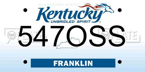 547OSS Kentucky License Plate